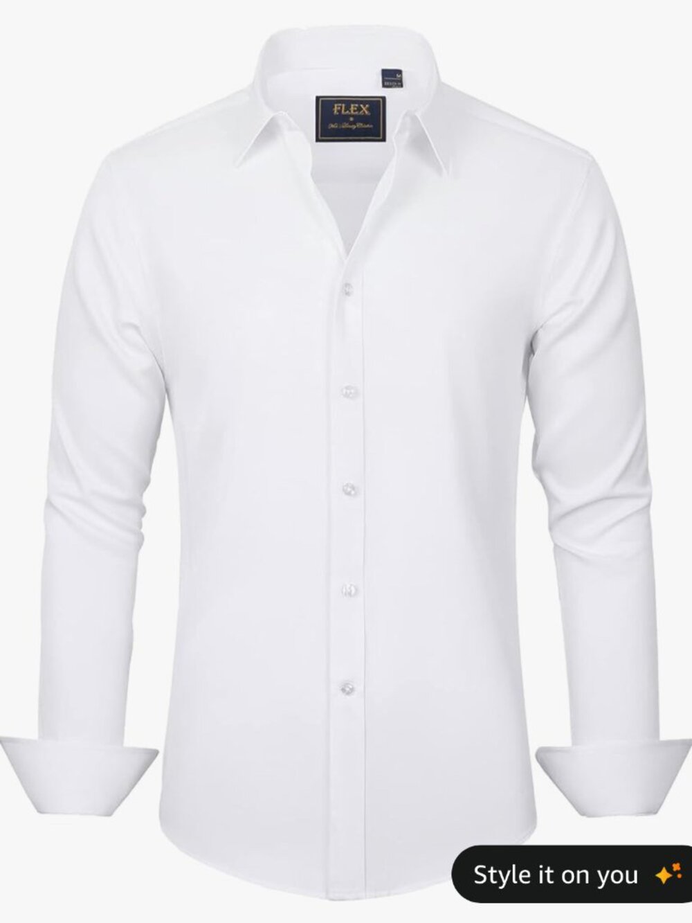 Flex Luxury Collection White Dress Shirt Men Small